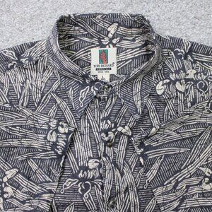 Tori Richard Honolulu Shirt Mens Large Blue Floral Cotton Lawn Short Sleeve